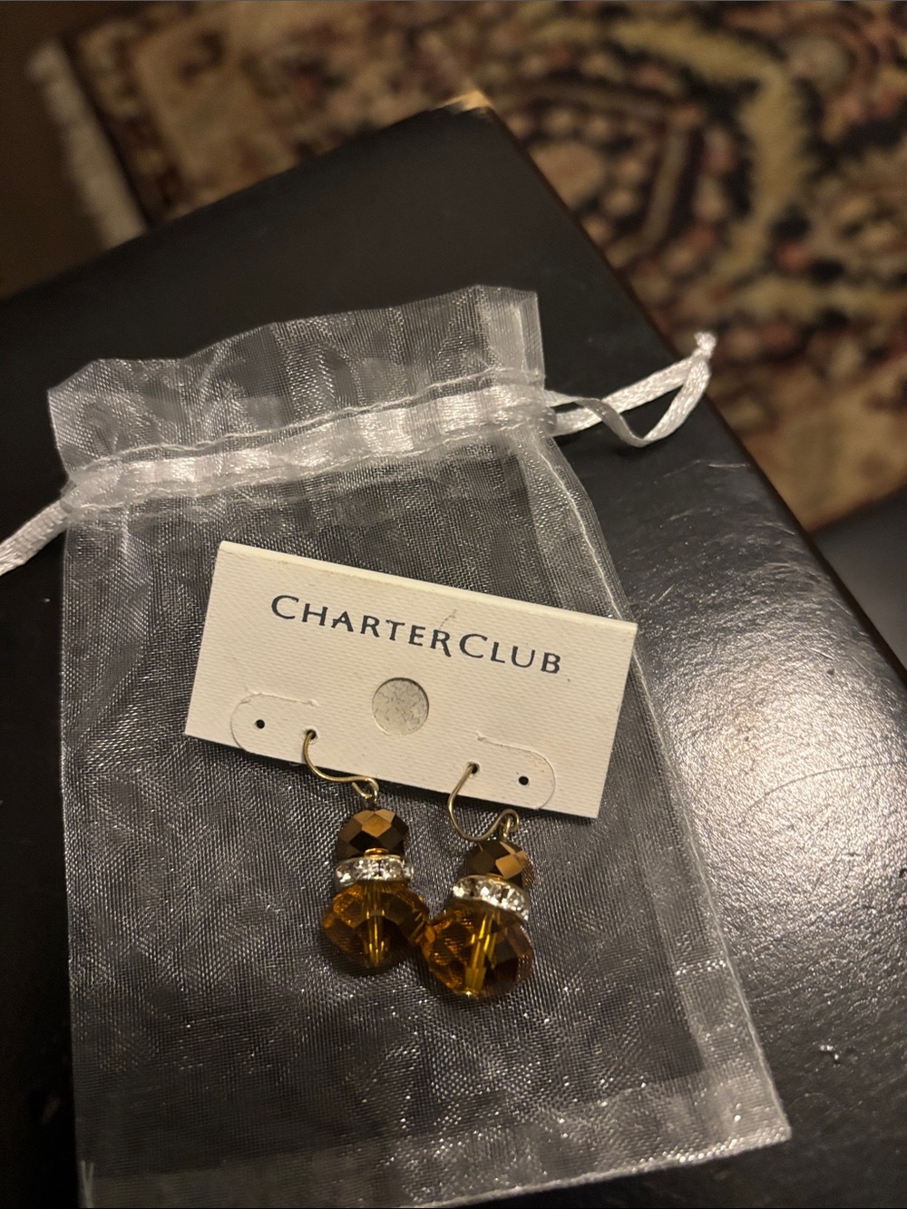 Charter Club Golden Amber Faceted Drop Earrings - never worn